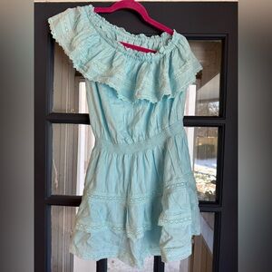 Melissa Odabash Debbie Sky Blue Off-Shoulder Mini Dress Medium